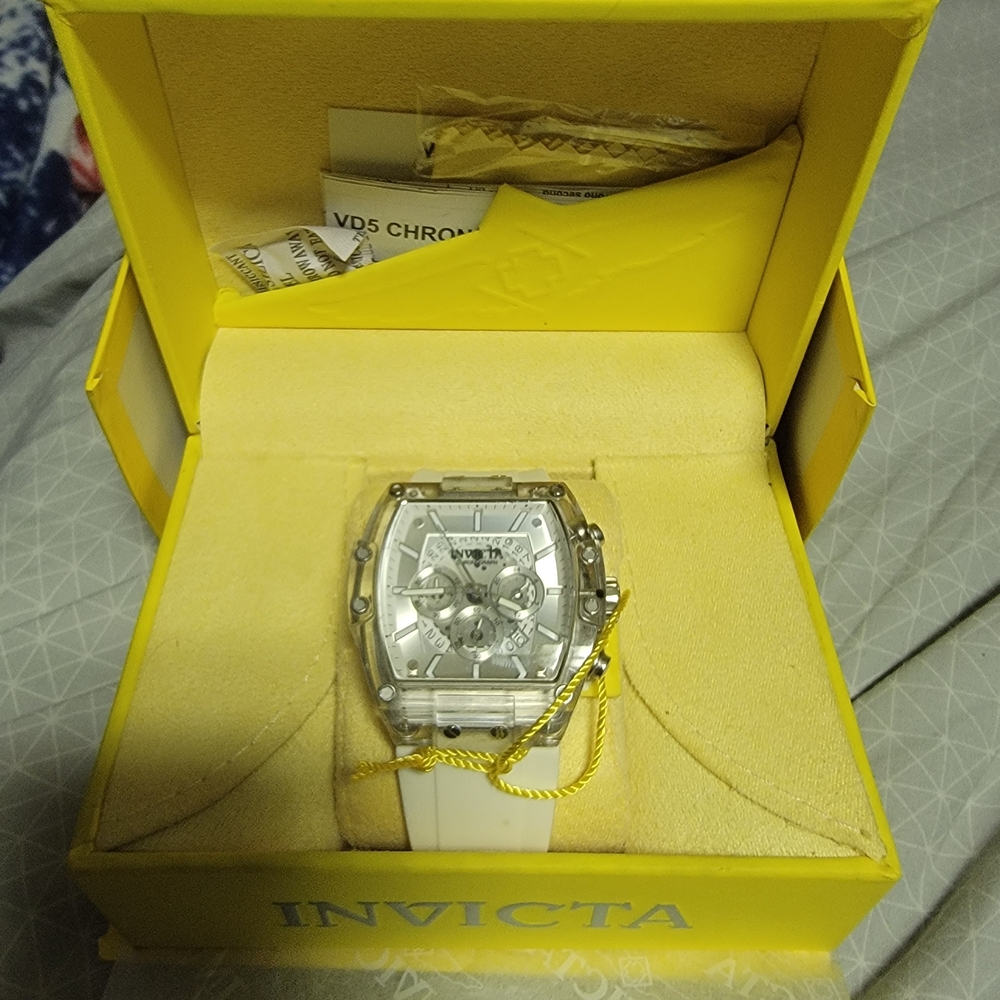Invicta Silver Chronograph with White Strap